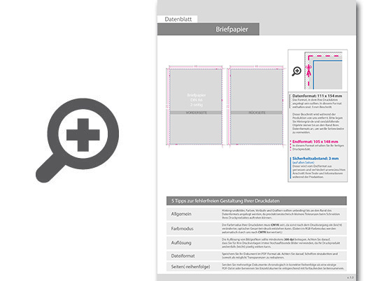 Product Bild briefpapier_din_a6__4_1_farbig__(vorderseite__farbig___r__ckseite__graustufen)